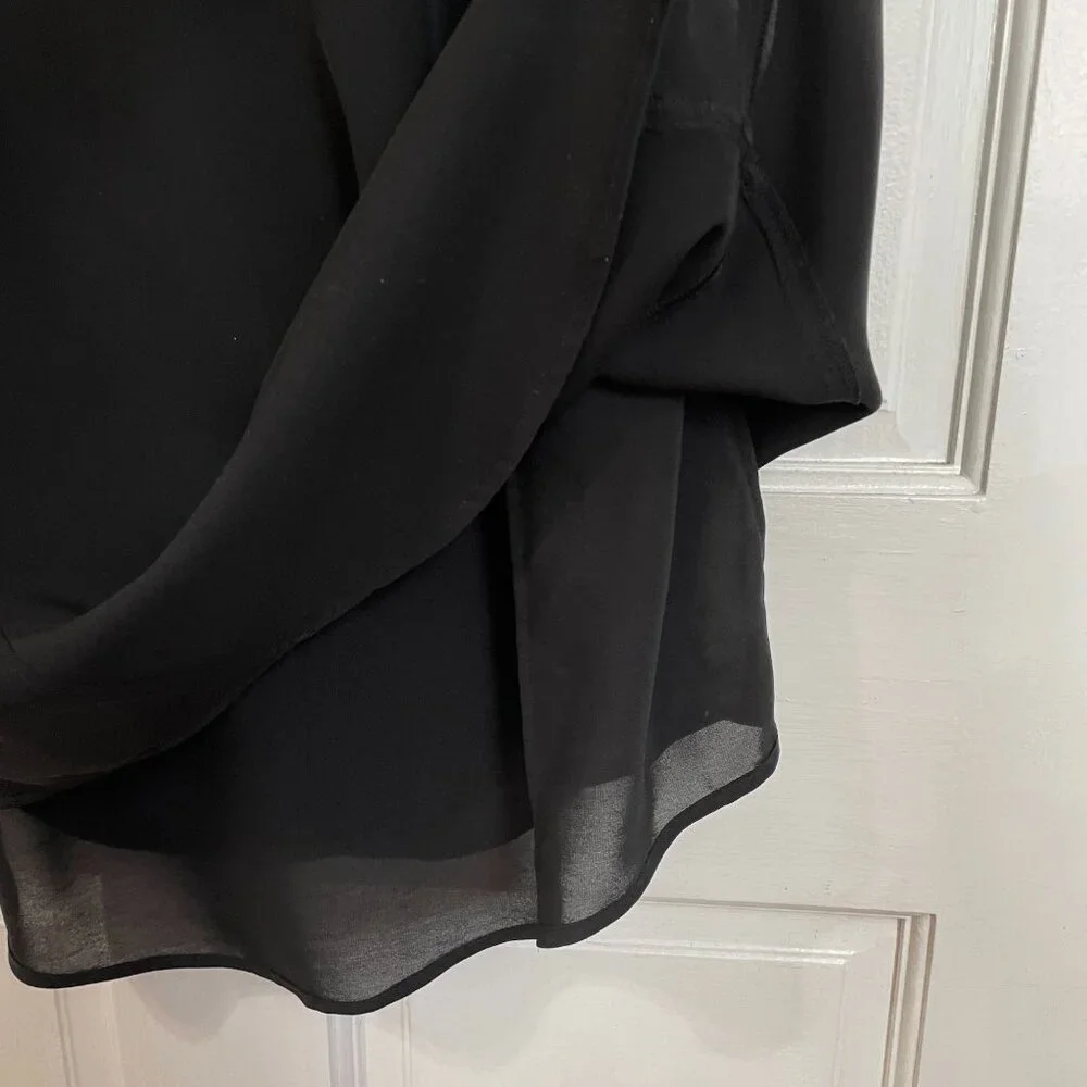 Theory 100% Silk Dress Black Mini Short Crew Neck Sleeveless Office LBD S M 4 - Picture 3 of 7